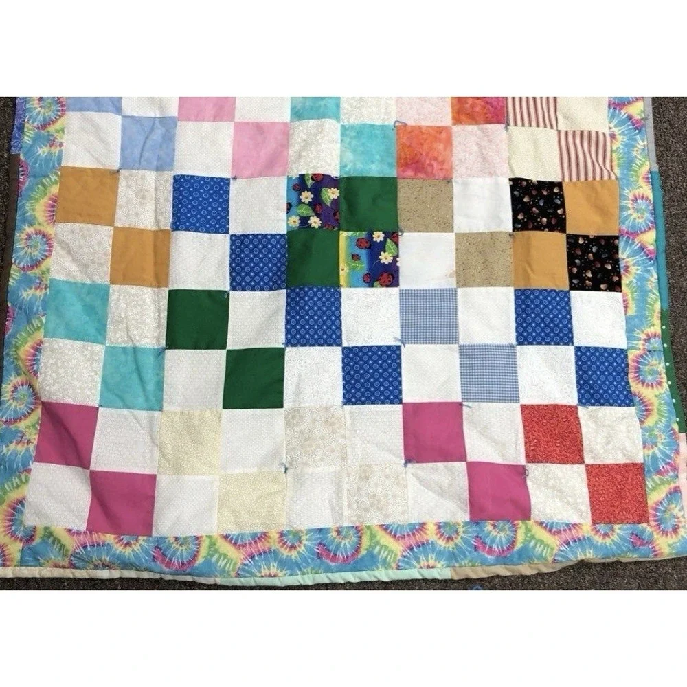 Patchwork Homemade Quit 37x30 Quilt Lap‎ Blanket Vintage Hand Quilted Patchwork
